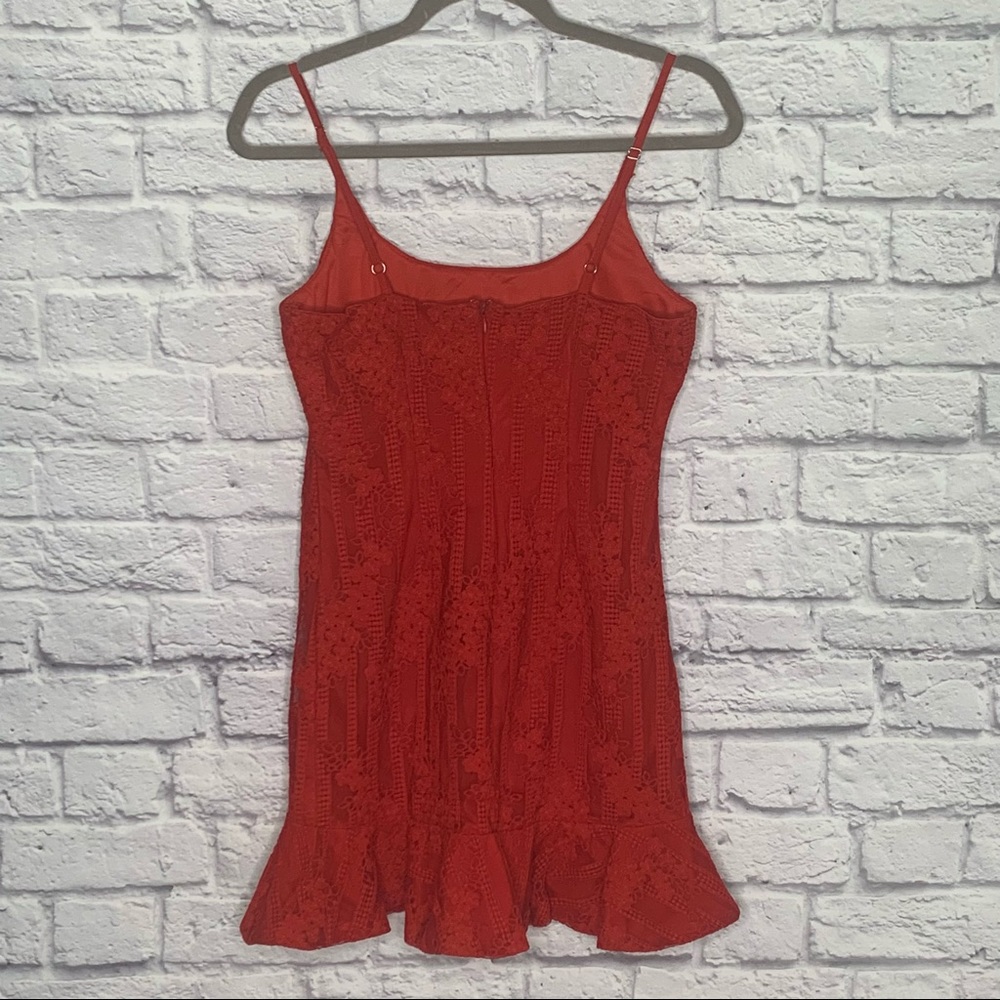 Hello Molly Red Mini Dress with Ruffle Hem - Picture 12 of 15